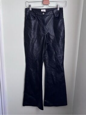 Wilfred free aritzia faux Leather Black Flare pants euc size 2